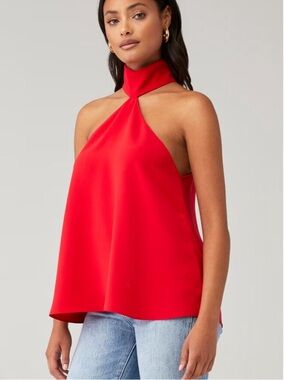 AMANDA UPRICHARD queens halter top lipstick red going out holiday party size S